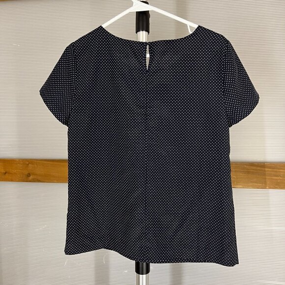 NWT J Crew Factory Navy Short Sleeve Blouse White Polka Dots Blouse‎ Sz XS - Picture 4 of 9